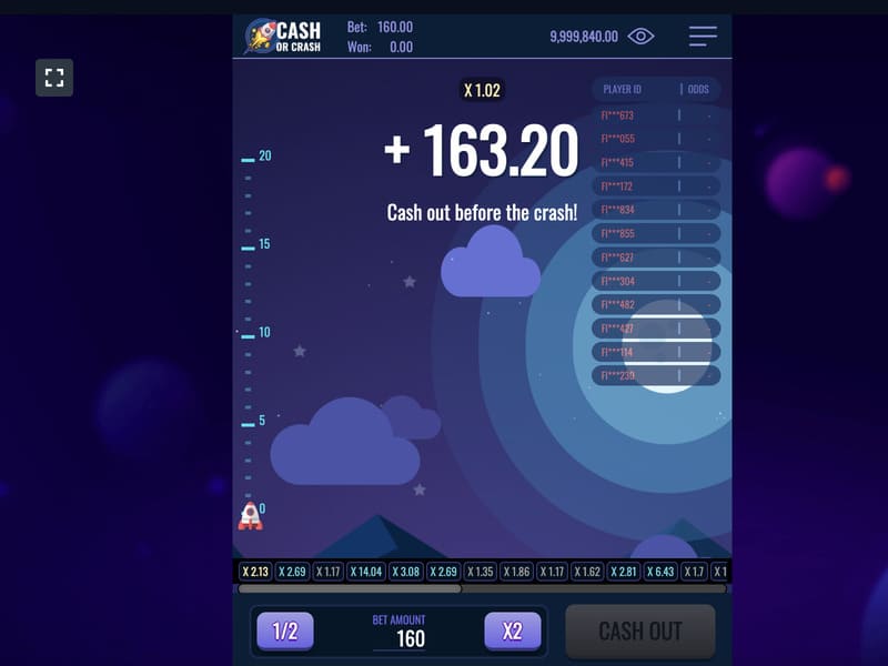 Funksjoner i Cash or Crash-spillet på 1xbet nettcasino