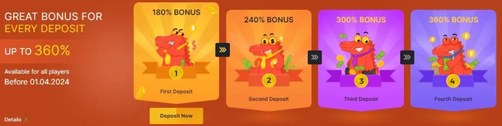 Great bonus for every deposit.